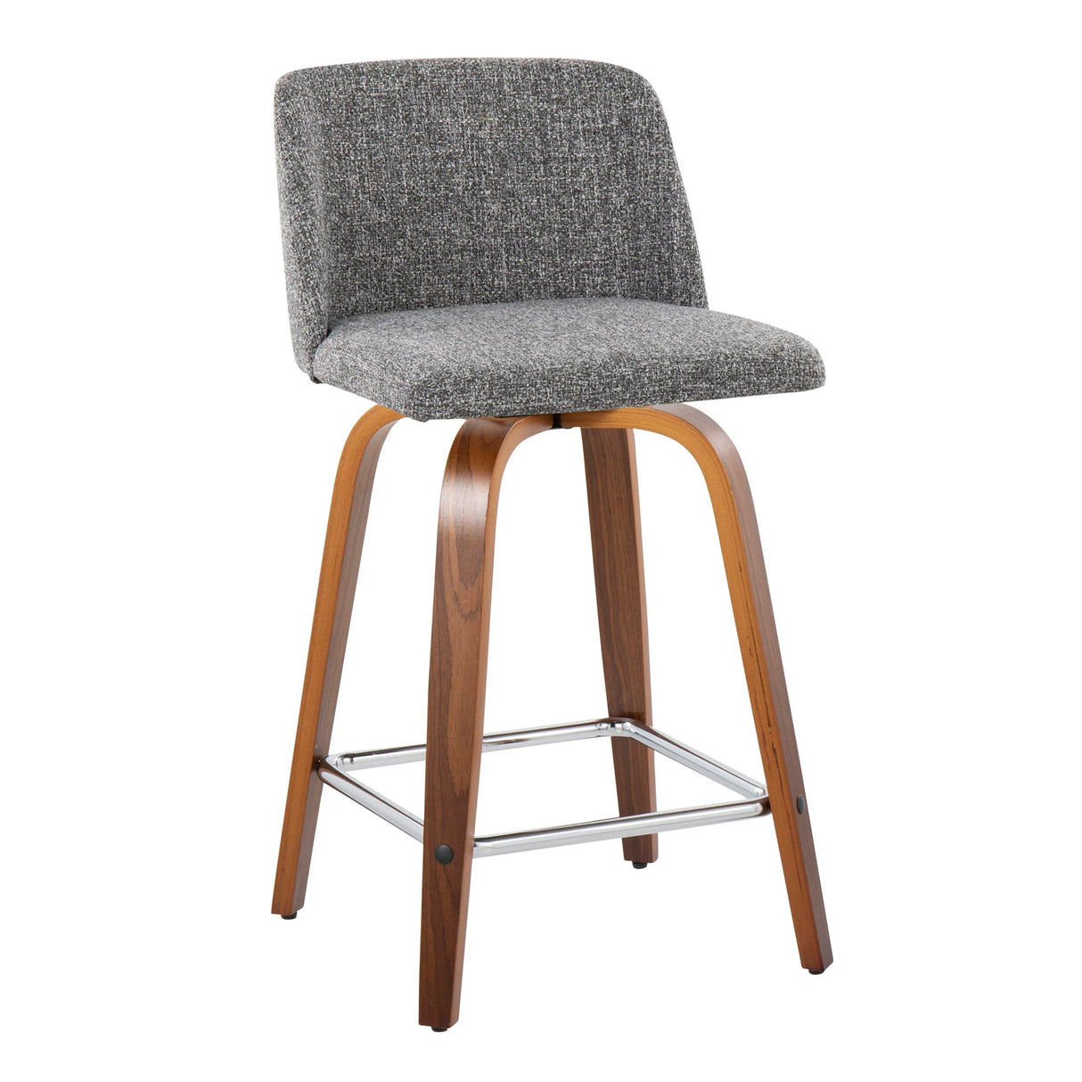 Toriano - Mid Century Modern Fixed Height Counter Stool With Swivel And Square Footrest (Set of 2) - Furniture Home Direct