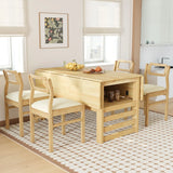 5 Piece Extendable Wood Square Dining Table Set With 2 Drop Leaves - Furniture Home Direct