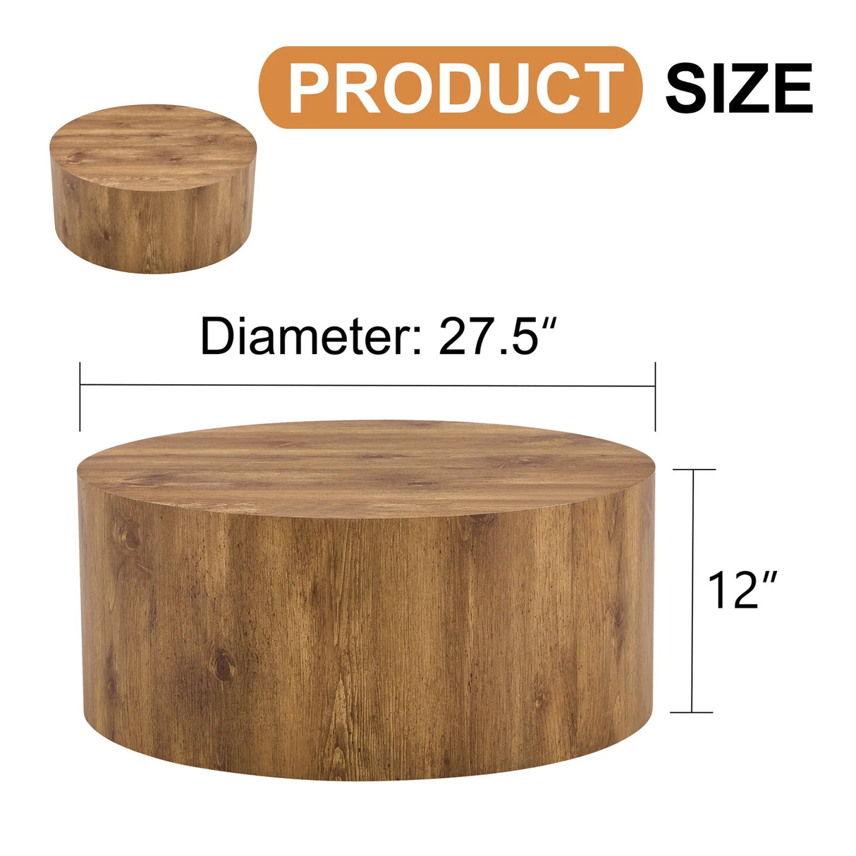 Coffee Table Cylindrical Wood Design Accent Warm Brown - Furniture Home Direct