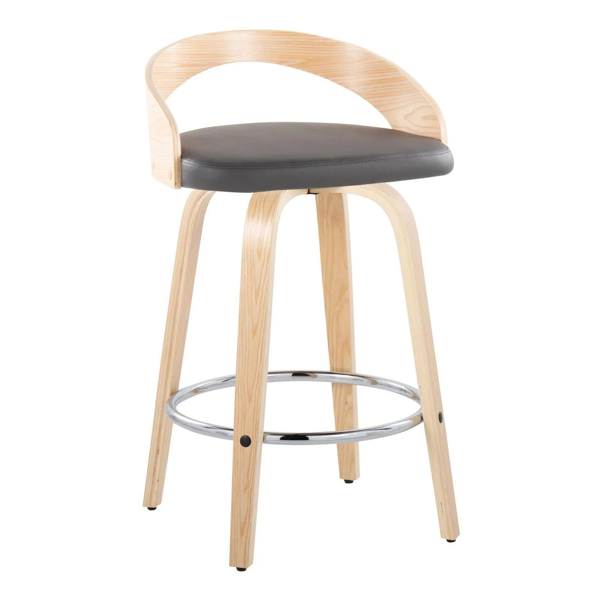 Grotto - Contemporary Fixed Height Counter Stool With Swivel With Round Footrest (Set of 2) - Furniture Home Direct