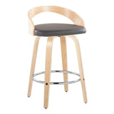 Grotto - Contemporary Fixed Height Counter Stool With Swivel With Round Footrest (Set of 2) - Furniture Home Direct