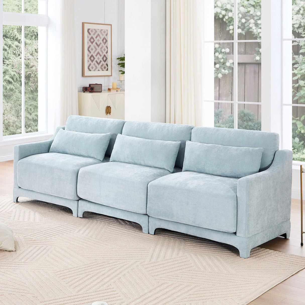 Elegant Sofa With Ergonomic Design And Lumbar Pillows - Furniture Home Direct