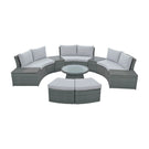 10 Piece Outdoor Sectional Half Round Patio Rattan Sofa Set - Furniture Home Direct