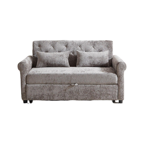 Loveseat Sofa Bed, Pull - Out Couch Sleeper & 2 Pillows - Furniture Home Direct