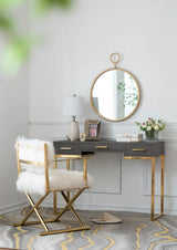 Circle Wall Mirror With Iron Frame, Accent Mirror For Living Room - Furniture Home Direct