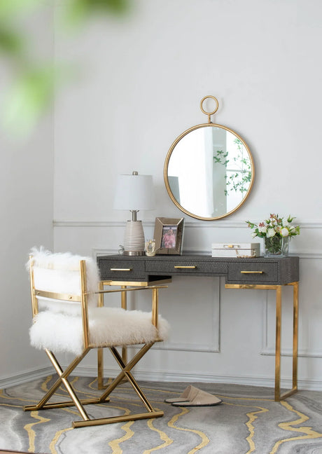 Circle Wall Mirror With Iron Frame, Accent Mirror For Living Room - Furniture Home Direct