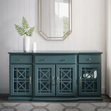 Classic Fretwork Detailed Glass Door Sideboard - Furniture Home Direct
