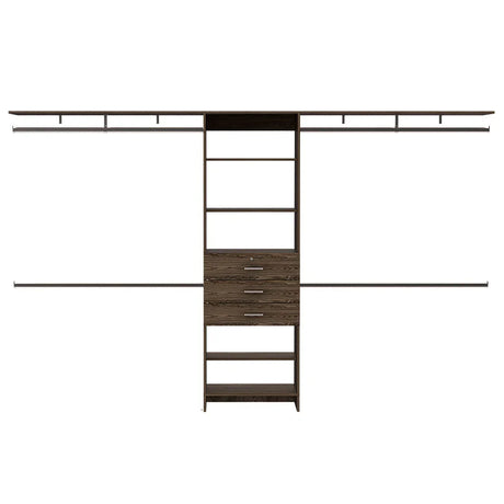 Closet System With Drawers And Shelves Dark Walnut - Furniture Home Direct