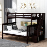 Stairway Bunk Bed With Storage And Guard Rail For Bedroom - Furniture Home Direct