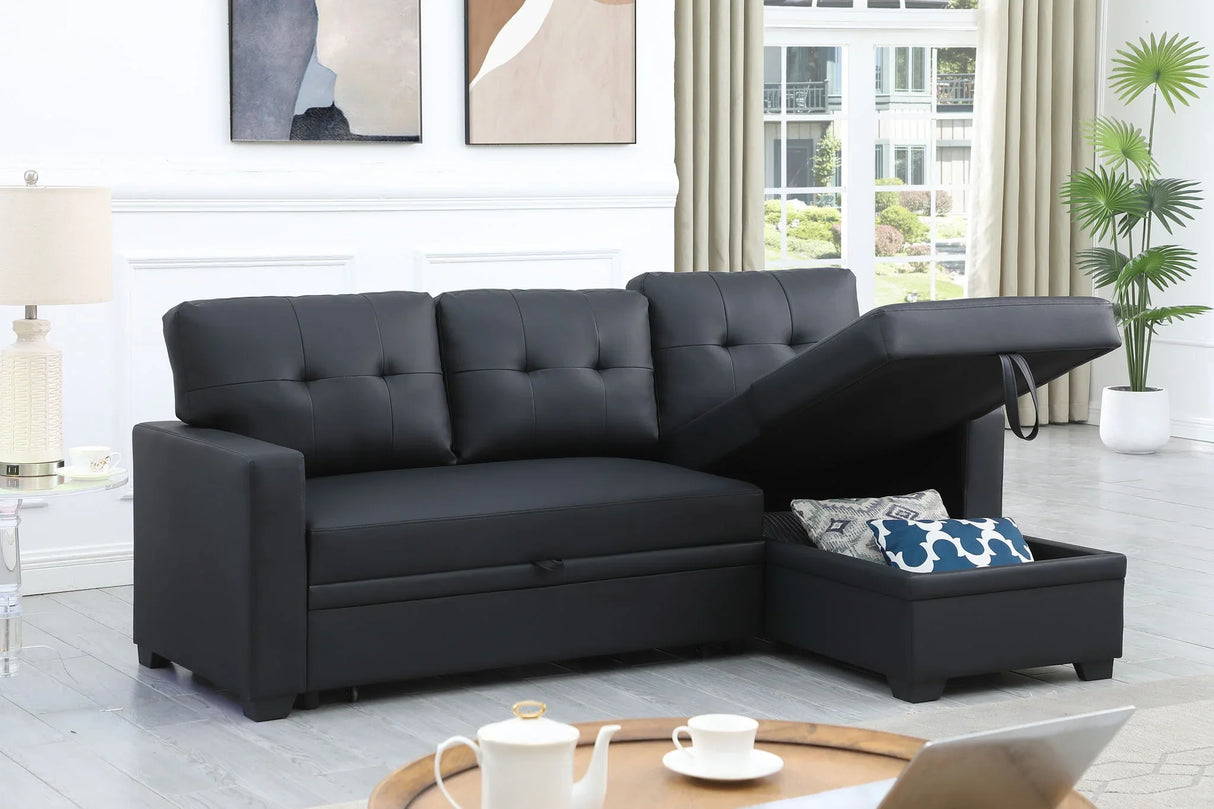 Upholstered Pull Out Sectional Sofa With Chaise - Furniture Home Direct