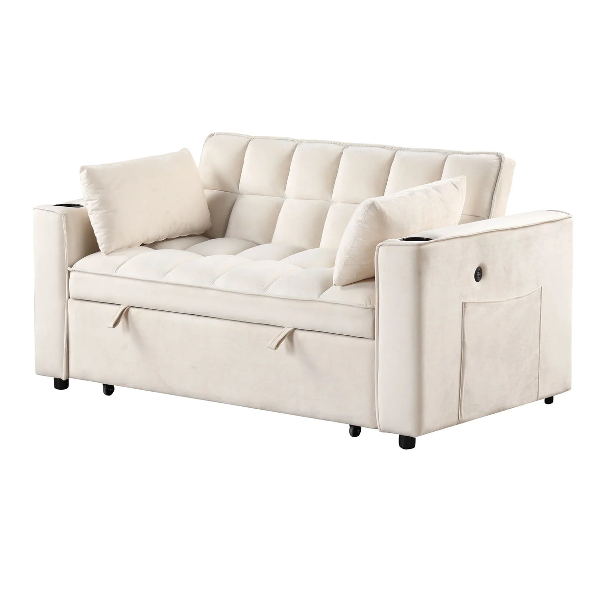 Multi Functional Sofa Bed With Cup Holder And USB Port For Living Room Or Apartments - Furniture Home Direct