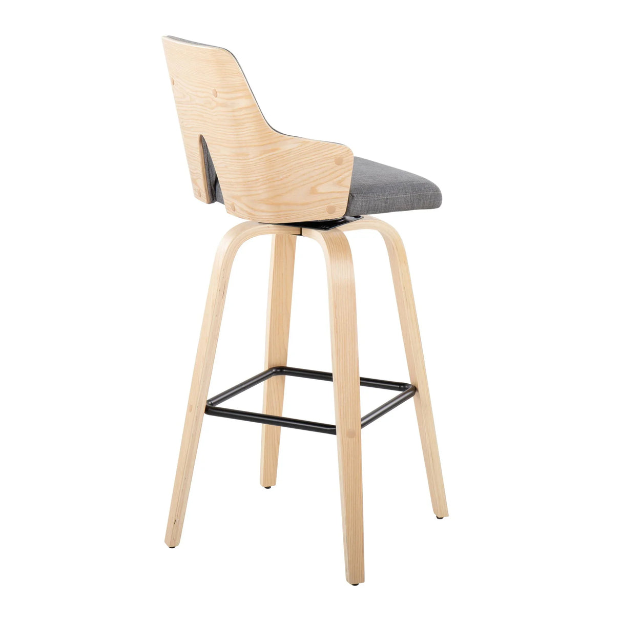 Stella - Contemporary Fixed Height Barstool With Swivel Square Footrest (Set of 2) - Furniture Home Direct