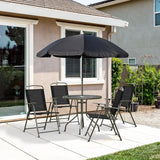 Outsunny - Patio Dining Set With Table Umbrella, Folding Chairs And Dining Table, Outdoor Patio Furniture Set - Furniture Home Direct