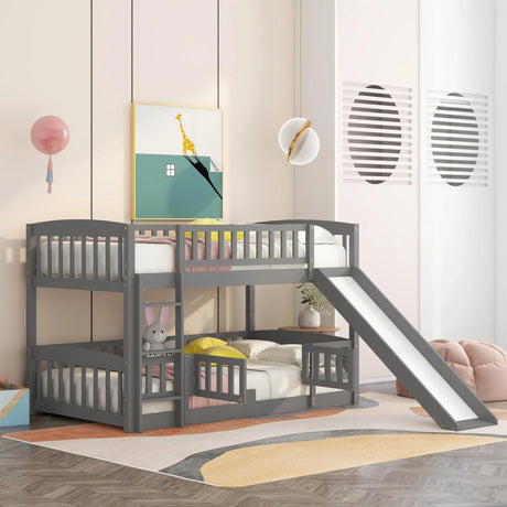 Low Bunk Bed With Slide, Fence And Ladder - Furniture Home Direct
