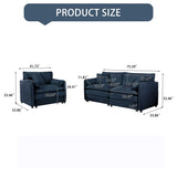Modern Upholstered Chenille Loveseat And Armchair Set With Pillows - Furniture Home Direct