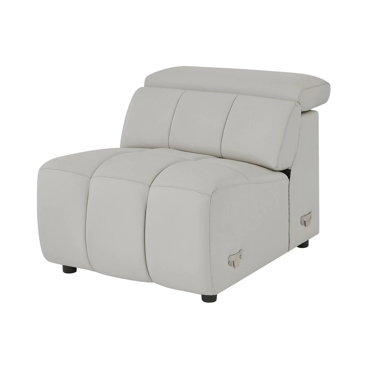 Leather Reclining Sectional with USB Port - Light Gray - Furniture Home Direct