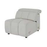 Leather Reclining Sectional with USB Port - Light Gray - Furniture Home Direct