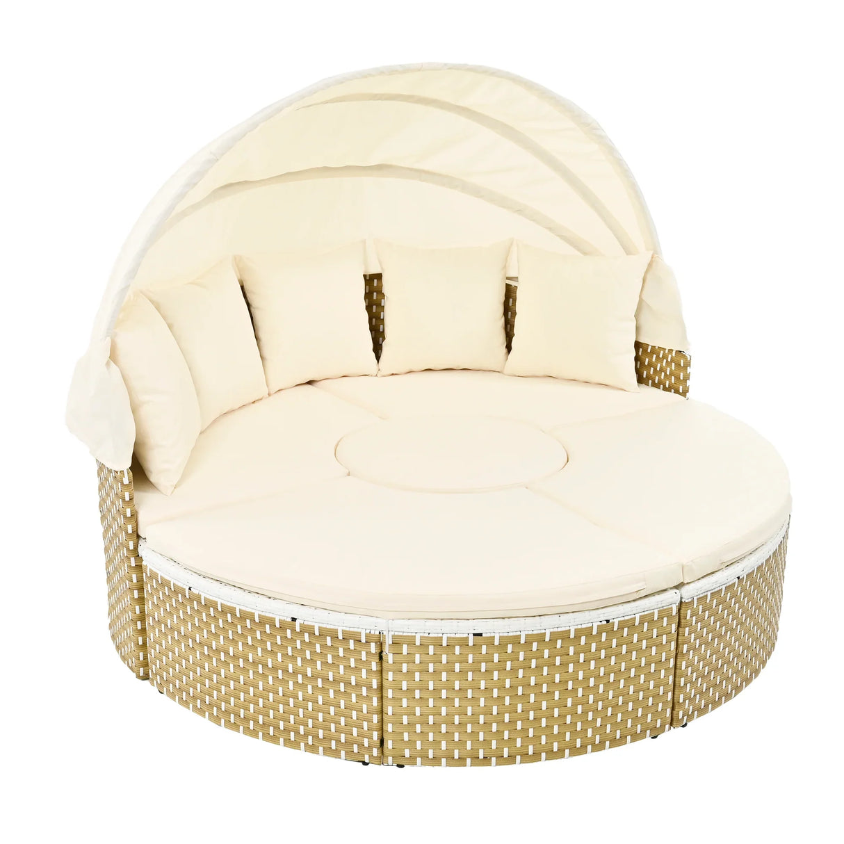 Outdoor Daybed With Retractable Canopy Cushions Beige - Furniture Home Direct