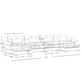 Modern Sectional Sofa With Ottoman, Round Bolster Armrests, Waist And Throw Pillows - Furniture Home Direct