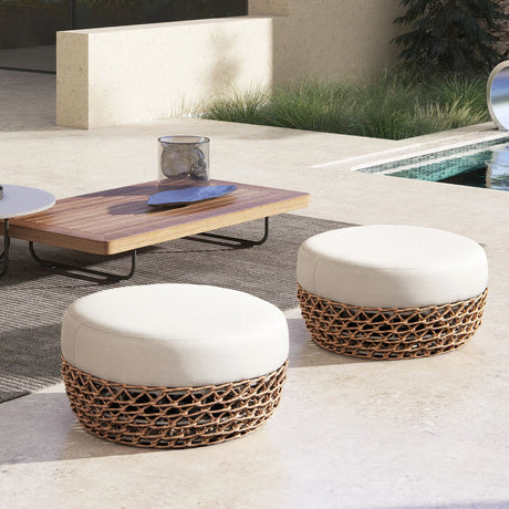 Willow - Round Upholstered Patio Ottoman - Furniture Home Direct