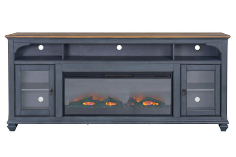Americana - 86 In Fireplace TV Stand For TVs Up To 95" - Blue - Furniture Home Direct
