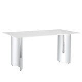 Dining Table Modern Faux Marble Top Chrome Base White - Furniture Home Direct