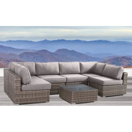 6 Person Wicker Seating Group With Premium Cushions - Gray Mix - Furniture Home Direct