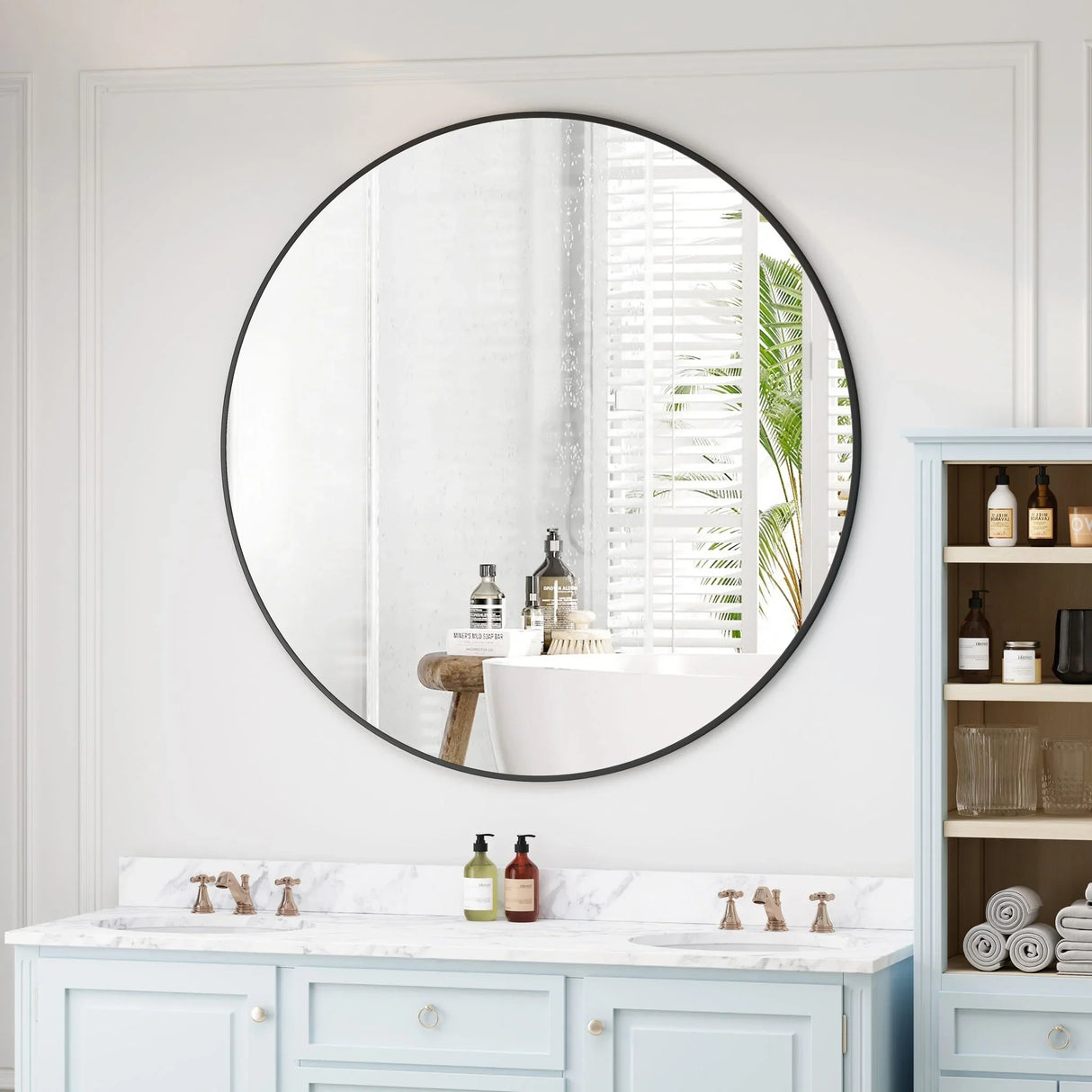 Wall Circular Mirror Metal Framed Mirror Round Vanity Mirror Dressing Mirror, For Bathroom, Living Room, Bedroom Wall Decor - Furniture Home Direct