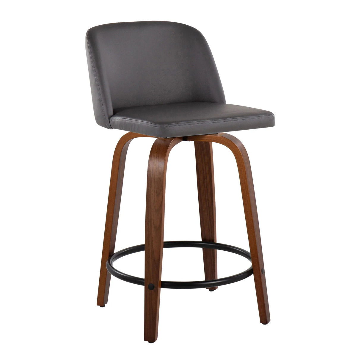 Toriano - Mid Century Modern, Fixed Height Counter Stool & Swivel And Round Footrest (Set of 2) - Furniture Home Direct