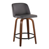 Toriano - Mid Century Modern, Fixed Height Counter Stool & Swivel And Round Footrest (Set of 2) - Furniture Home Direct