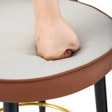 Counter Height Bar Stool Set of 2 Leatherette Brown White - Furniture Home Direct
