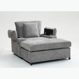 Chenille Fabric Sofa Bed With Cupholders And USB Charging Ports Chair For Living Room - Furniture Home Direct