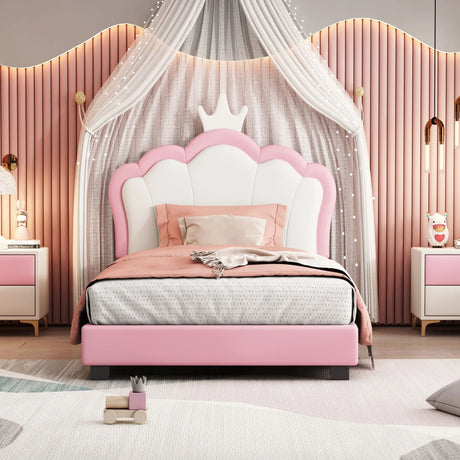 Upholstered Princess Platform Bed With Crown Headboard - Furniture Home Direct