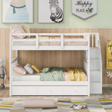 Stairway Bunk Bed With Storage And Guard Rail For Bedroom - Furniture Home Direct