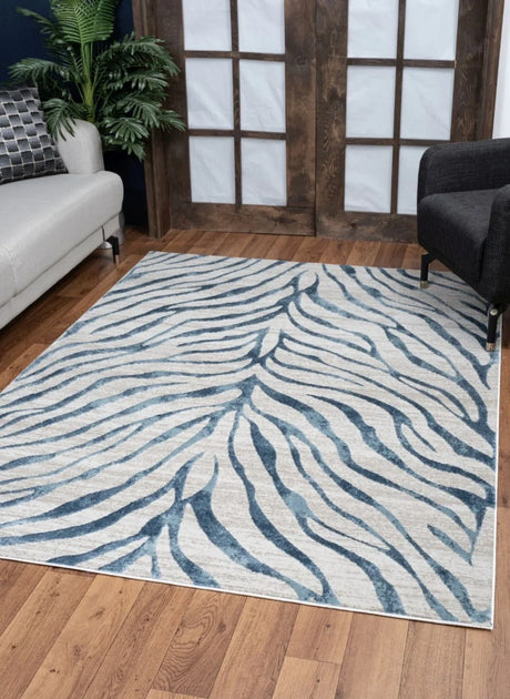 Elegance - 5'3" X 7'3" Polyester Area Rug - Blue - Furniture Home Direct
