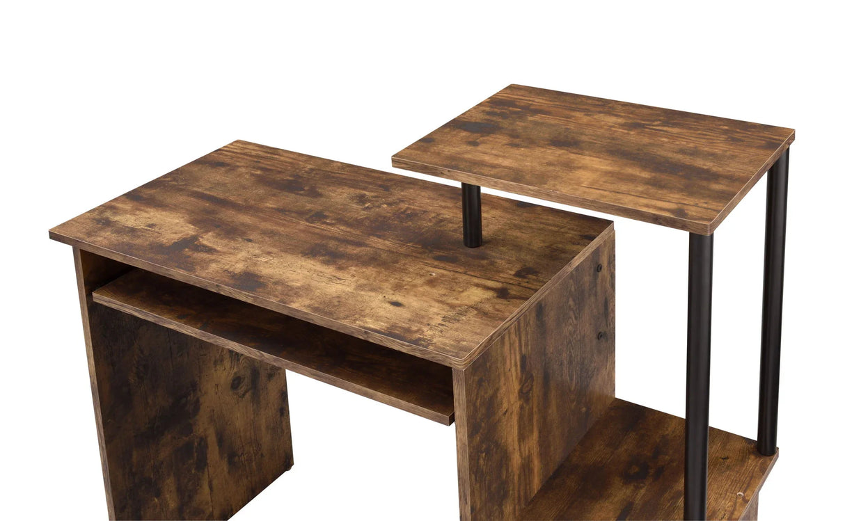Lyphre - Computer Desk - Weathered Oak / Black - Furniture Home Direct