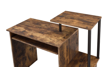 Lyphre - Computer Desk - Weathered Oak / Black - Furniture Home Direct