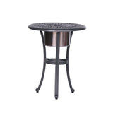 Outdoor Patio Aluminum Round Bistro Table/Side Table With Ice Bucket - Gunmetal - Furniture Home Direct