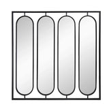 Large 4 Oval Wall Mirror With Square Frame, Home Decor For Living Room, Bedroom, Entryway, Office - Black - Furniture Home Direct