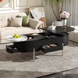 Lift Top Coffee Table With 360 Degree Marble Patterned Rotating Tray - Furniture Home Direct