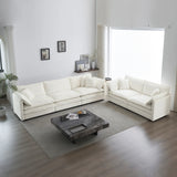 Chenille 2 Piece Living Room Set - White - Furniture Home Direct