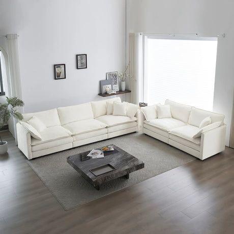 Chenille 2 Piece Living Room Set - White - Furniture Home Direct