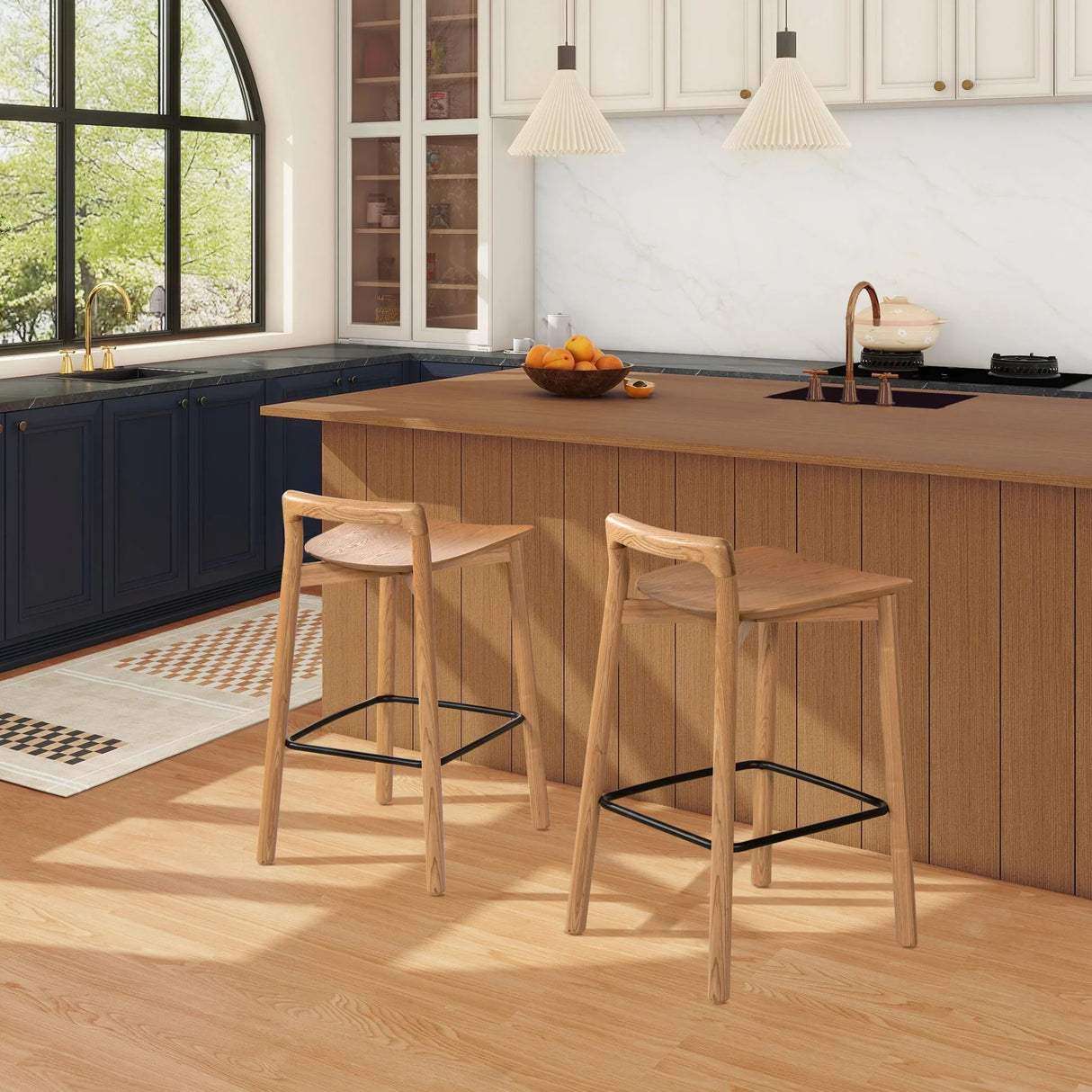 Sven - Modern Minimalist Low Back Counter Stool - Natural Blonde Ash - Furniture Home Direct