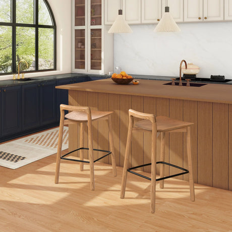 Sven - Modern Minimalist Low Back Counter Stool - Natural Blonde Ash - Furniture Home Direct