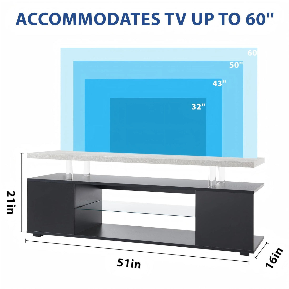 TV Stant With LED And Large Side Cabinet - Furniture Home Direct