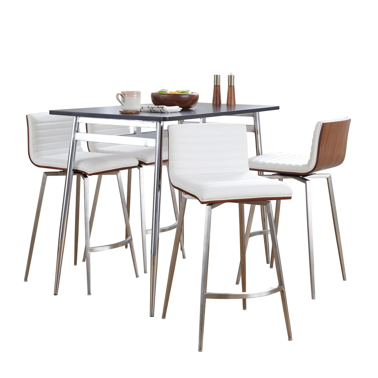Marcel Mason - 5 Piece Swivel Contemporary Counter Height Dining Set - Furniture Home Direct