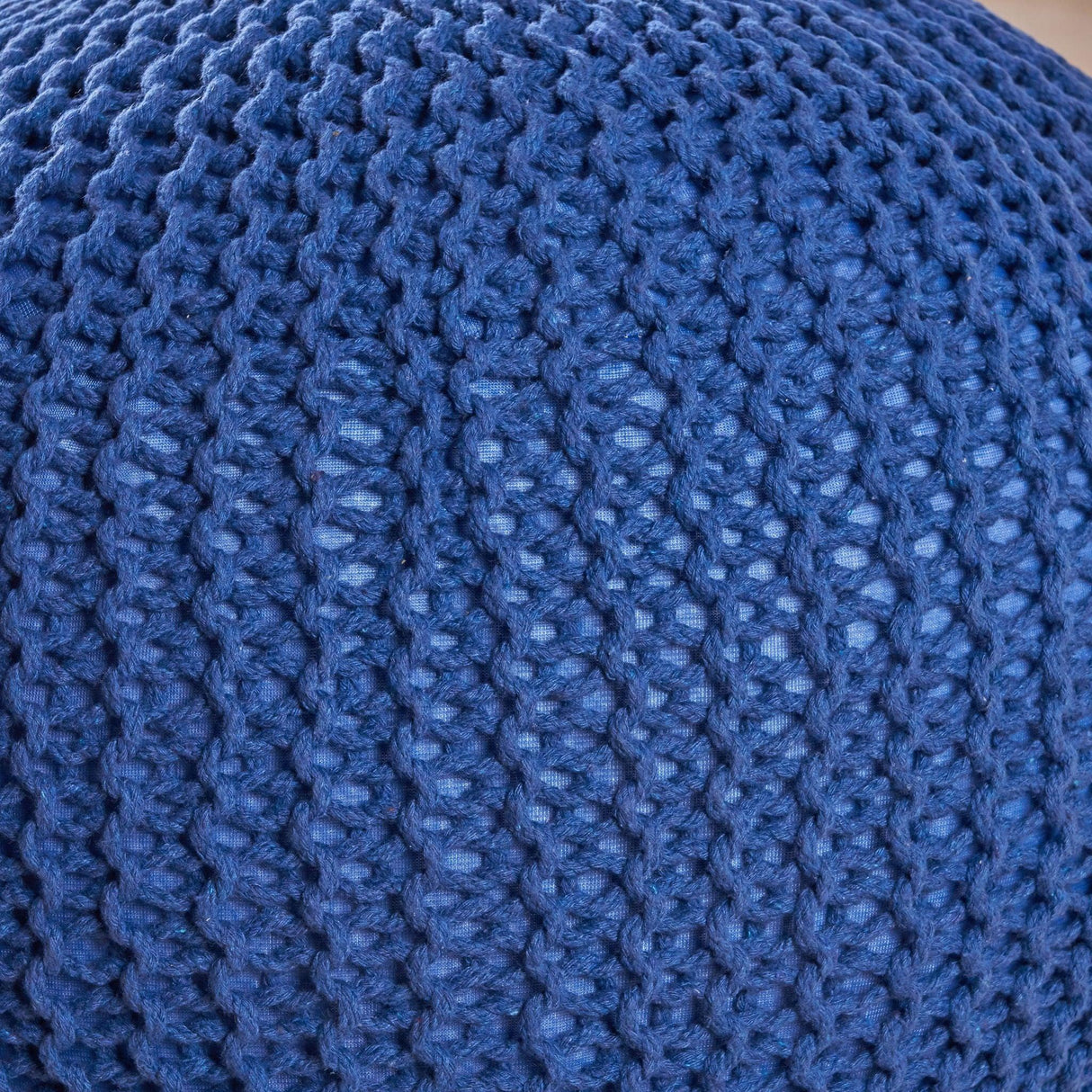 Bordeaux - Knitted Cotton Round Pouf, Versatile Ottoman And Floor Cushion - Furniture Home Direct