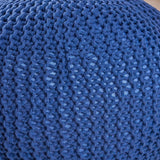 Bordeaux - Knitted Cotton Round Pouf, Versatile Ottoman And Floor Cushion - Furniture Home Direct