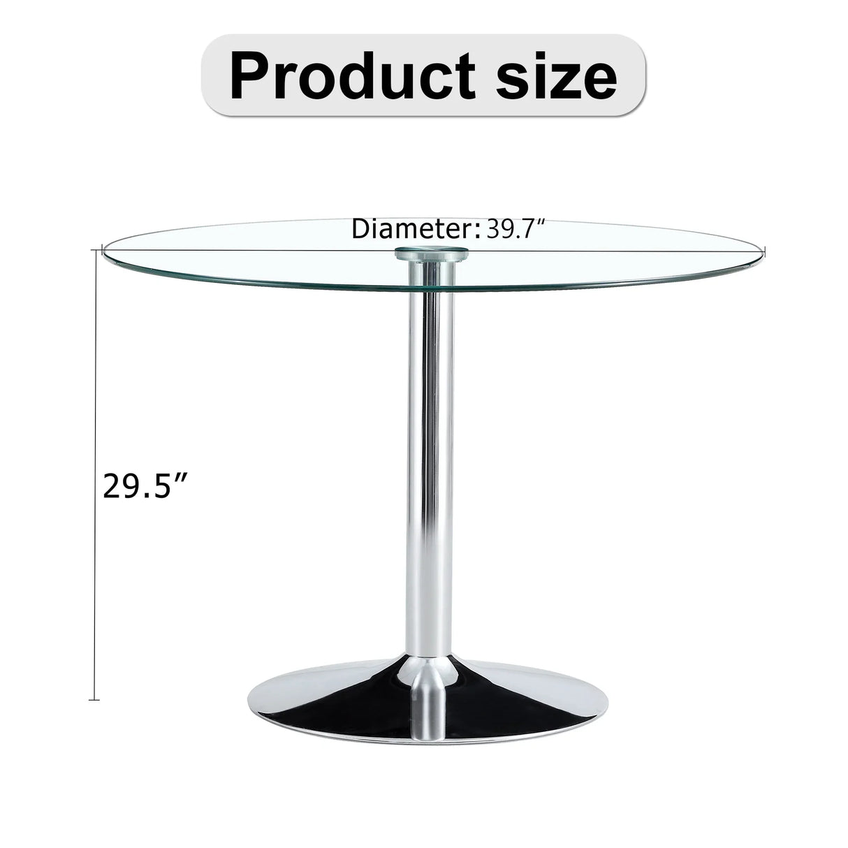Dining Table Round Glass Top With Chrome Pedestal Silver - Furniture Home Direct