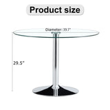 Dining Table Round Glass Top With Chrome Pedestal Silver - Furniture Home Direct